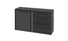 Тумба двухсекционная с дверью стеклянной в профиле левой и 3 ящиками